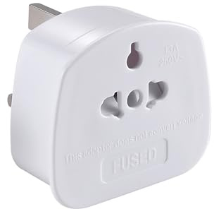 European to UK Plug Adaptor, US to UK Travel Plug Adapter, UK Safety Standards UK Electric Shaver Toothbrush Adaptor Plug with 13A Fuse for USA, Canada, EU, Australia and More (1 Pack)