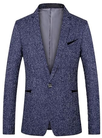 Blazer a cuadros para hombre, chaqueta de tweed para hombre, casual, ajuste regular, chaqueta de traje con un botón, abrigos deportivos casuales para negocios, chaqueta de traje a cuadros, chaqueta de