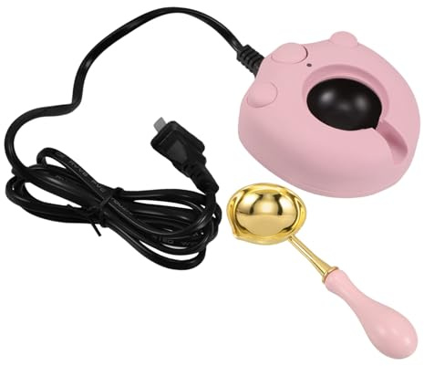 VILLFUL Kit Elettrico per Sigilli di Cera con Cucchiaio, Forno per Fusione in Metallo e Plastico, Facile da Usare per Progetti di Sigillatura Artigianale e Personalizzata Colore Rosa