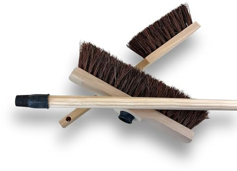 Balai Droit avec Manche + 3 balayettes Manche Long | Fibre Arenga résistante | Sortie 65 mm | pour extérieur et sols Rugueux | Nettoyage Durable et Confortable | Kibros VC1842M