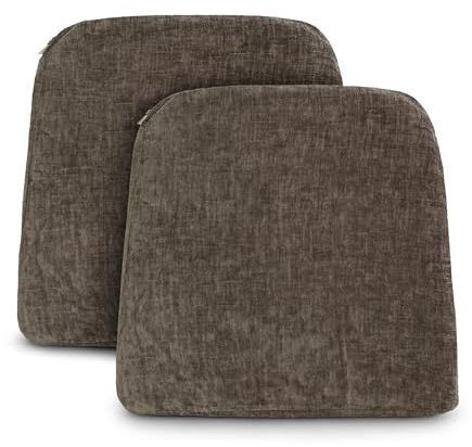 Pack 2 Cojines para Silla 42X40x36x4cm - Cojín Decorativo de Chenilla de tejido liso para Silla, Sofá o Comedor - Juego de Cojines de Asiento con Cintas de Sujeción,Fabricado en España,100% poliester