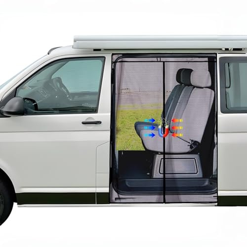 Moskitonetz Magnetisch für VW T5 T6 Schiebetür | Insektennetz & Fliegengitter mit Schattennetz | Sonnenschutz als Camping Zubehör für Multivan