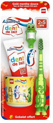 Aquafresh Kit Denti Da Latte, Per Bambini Di Età 3-5 Anni, Per La Protezione Dei Denti Da Latte, Gusto Dolce Menta Modello Casuale
