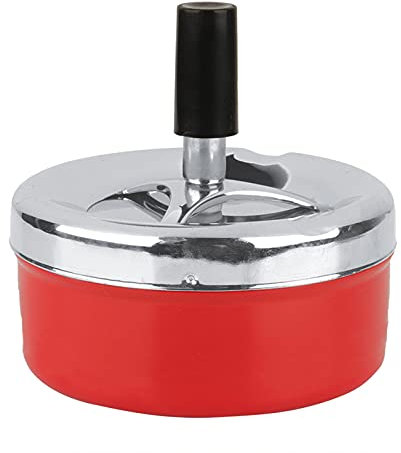 MAGT Cendrier Intérieur Extérieur, Cendrier Rond Cendrier Auto Nettoyant Rotatif Pousser Vers le Bas Cendrier Métal Cendrier Fermé Cendrier Coupe Vent