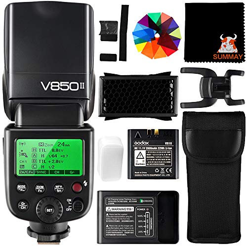 Godox V850II Flash Speedlite GN60 2.4G sans Fil HSS 1/8000s avec Batterie Rechargeable pour Canon Nikon Pentax Olympus Caméras DSLR (V850II)
