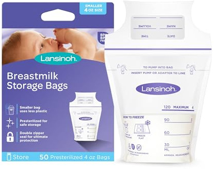 Lansinoh Bolsas de almacenamiento de leche materna, 50 unidades, 4 onzas