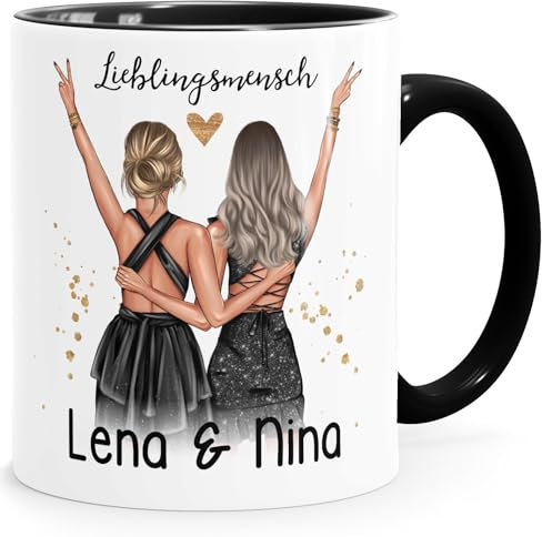 SpecialMe® Tasse beste Freundin Geschenk Geburtstag Weihnachten persönlich personalisiert Freundschaft Best Friends Inner-Schwarz Keramik-Tasse