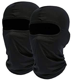NITAIUN 2 Stück Sturmhauben Gesichtshaube Skimaske Motorradmaske Fahrrad Gesichtsmaske Balaclavas Schwarz, Einheitsgröße, Dünn und Atmungsaktiv Winddicht für Herren und Damen Winter Sommer (Schwarz)