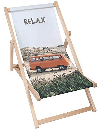 DreamRoots Liegestuhl Klappbar Holz aus Buchenholz, bis 130 kg belastbar, 3-Fach verstellbare Rückenlehne, waschbarer Polyesterbezug