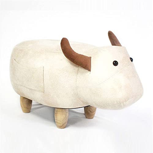 Nützlicher Sofahocker, Kuh-Fußhocker zum Aufsitzen, mit Holzfüßen/Deckel/rutschfesten Kunststoffbeinen/Memory Foam, für Couch, Büro, Wohnzimmer, Hunde, Grau, Aufbewahrungsstil (Weißer Stil mit Tasch
