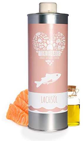 TIERLIEBHABER – Lachsöl für Hunde & Katzen mit Omega 3 1L – 100% natürliches Fischöl für Hunde als Lachsöl Hund – Ideale Barf Öl Ergänzung – Quelle für Omega 3 Hund – Kaltgepresst in Deutschland