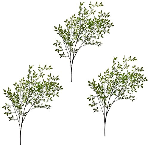 NFNSIG 3 rami di bambù artificiali a gambo lungo 110 cm, foglie verdi in seta, steli alti per vasi composizioni floreali, mazzi di fiori e decorazioni per matrimoni