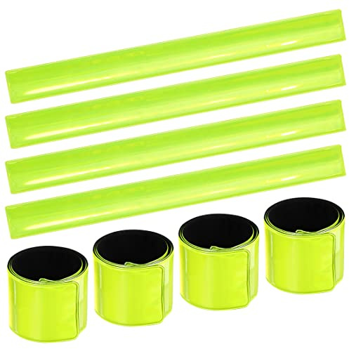 O-Kinee Brassard reflechissant Bande reflechissante Enfant vélo sûr Jambe Pantalon Clip réfléchissant Haute visibilité Bras de Cheville Bracelet Fluo Band