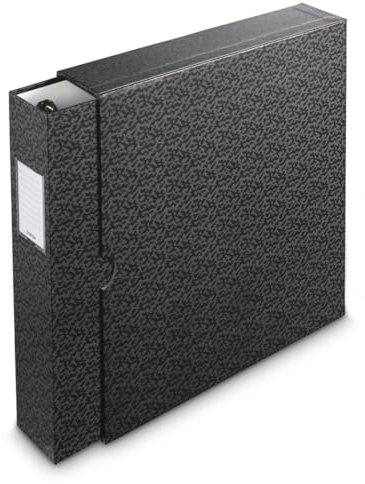 Hama Ordner, mit Schuber (passend z.B. für A4, 70mm Rückenbreite, Ringordner, Ringordner A4 4 Ringe, Organizer, Aktenordner, Ringbuchordner, für Portfolio, Büro, Dokumente, Fotos etc.) schwarz/grau