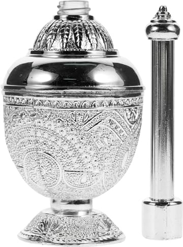 Housoutil Electroplating Holy Water Bottle, Silver European Holy Water Bottle Empty Decorative Container Catholic Keepsake Baptism Blessed Font Essential Oils Perfume Holder Home Altar Desktop Decor