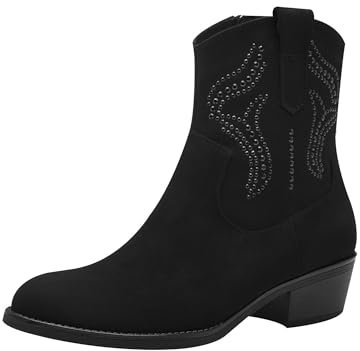 MARCO TOZZI Damen Stiefeletten mit Absatz mit Blockabsatz Cowboy, Schwarz (Black), 41 EU