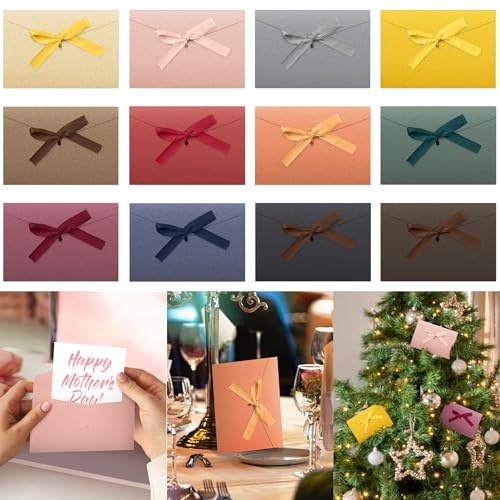 12 PCS Buste Colorate Con Nastri, 12 Colori Busta di Carta Kraft Vintage, Buste da Lettera per Natale, Matrimonio, Compleanno, 17.5 * 12.8 CM