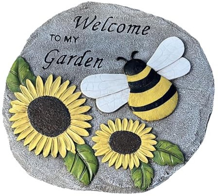 Piedra escalonada de jardín – Piedra de jardín de abejas, piedra decorativa | Piedra de jardín de flores, piedra de paso de girasol, piedra de paso de de jardín, piedra de de girasol,