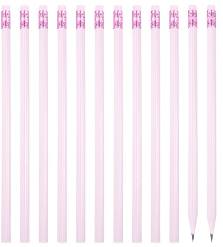 PATIKIL Lápices Redondos, 12 Unidades de Lápices de Grafito Hb Triangulares de Madera con Goma de Borrar para Suministros de Escritura, Dibujo En La Oficina y En El Aula, Color Púrpura
