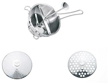GEFU Passiergerät Flotte Lotte® Bundle Set - Manuelle Edelstahl-Passiermühle inklusive 4 auswechselbarer Lochscheiben in 1mm, 2mm, 3mm & 8mm