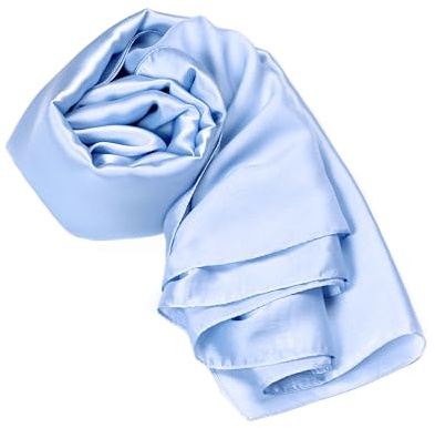 MAPIMANIA - Stola Elegante Donna Azzurro per Cerimonia e Matrimonio – Scialle Estivo in Seta 180x90 cm, Coprispalle per Abito da Sera