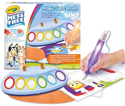 Crayola - Color Wonder Magic Light Brush Bluey, fläckfri målningssats, kreativ aktivitet och present för barn från 3 år, 75-7195