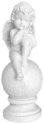 Generisch Figuras de ángel, estatuas de ángel, altura 21,5 – 26 cm, figura de resina blanca, para decoración de cementerio y casa, decoración de jardín, decoración de tumba, bodas, Navidad y más