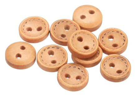 QUARKZMAN Botones de Madera, 10pcs 16L 3/8(10mm) Bontones Redondos con 2 Agujeros, Accesorios de Costura para Coser Ropa, Almohadas, Manualidades Beige