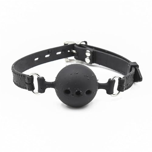 OSSDJWVVV Bâillon buccal SM en silicone avec boule de Ø 4,5 cm, bouchon buccal respirant, écarteur buccal for hommes et femmes, jouet sexuel for couples(Black Schwarz)