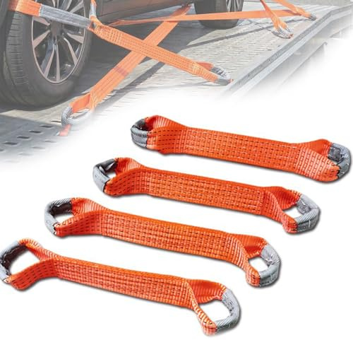 4 cinghie di tensione per trasporto auto, cinghie trasversali per cinghia di tensione, cinture di sicurezza corte da 50 mm, cinghia trapezoidale, passanti per moto, campeggio, arrampicata, fissaggio