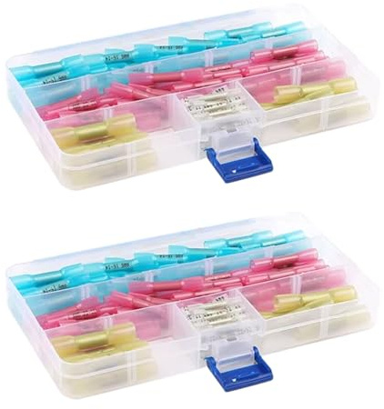 Tumintu 2Conjunto Kit de Terminales de Crimpado A Termorretráctiles, Manguito de Sellado de Soldadura A Prueba de Agua, Conectores de Cables Eléctricos, Empalmes de Cables