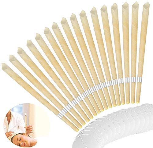 16 Stück Ohrkerzen,Ohrenkerzen Ohrkerzen zur Reinigung Ear Candle Ohrenschmalz Entferner Kerzen mit 16 Schutzscheiben Ohrkerze Ohrenschmalz Kerzen Set