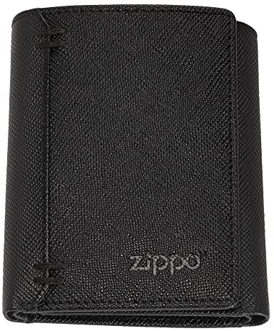 Zippo Geldbörse - Saffiano-Leder - Schwarz - Portemonnaie für Damen und Herren - Portmonee mit RFID-Schutz - Münzfach - Ideal für Karten und Scheine
