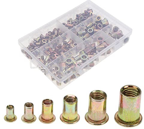 165 Pezzi Dadi per Rivetti Ciechi, Set di Dadi per Rivetti Ciechi, Dadi Rivetti in Lega Zincata, Può Essere Utilizzato per Lamiera d'Acciaio, Tavola di Legno, Mensola, Mobili