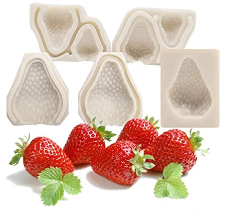 3D Mini Strawberries Molds Cake Topper Silicone Cake Pop Fondant Molds for Chocolate Gumpaste Mold Candy Mold for Cake Cupcake Topper Decoration7 Cavities