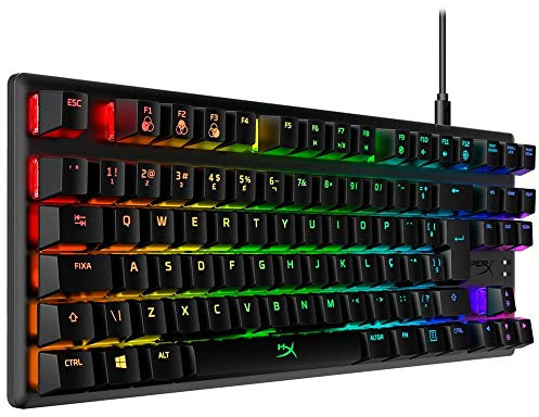 HyperX Alloy Origins Core – Tenkeyless Mechanical Gaming Keyboard, Compact, TKL, RGB LED Backlit, Red Switch (Lineal), Portuguese (BR)