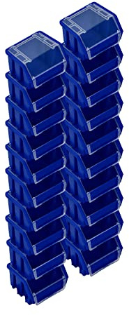 PAFEN Lot de 20 boîtes empilables avec couvercle 115 x 75 x 118 mm - Boîte de visualisation empilable pour mur à outils Boîte de rangement Bleu