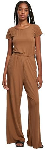 Urban Classics Damen Ladies Rib Wid Leg Jumpsuit darktaupe, S