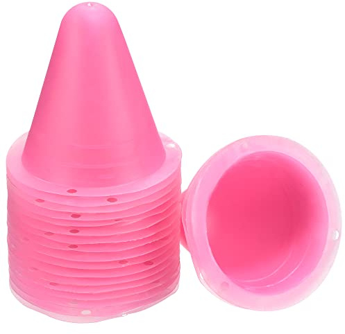 PATIKIL 20 Stück Sport Hütchen Trainingskegel Markierungsteller Rundkopf Fussball rosa