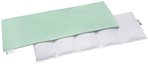 Medi Partners Cherry Pit mikrovågssäker 60x20cm storkornig värmekudde 800g 100% bomull 5 kammare avtagbart överdrag - Cherry Pit kudde för nacke och axlar, kylterapi (Mint)