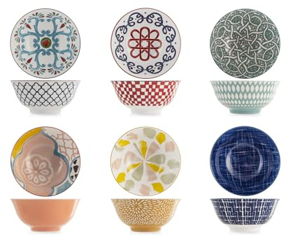 H&H Mix&Match Set 6 Coppe in Porcellana, Tonde, 15cm, Colore, Estate