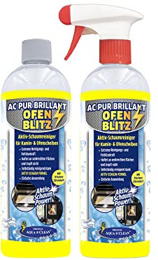 AQUA CLEAN PUR Brillant Ofenblitz Aktiv-Schaumreiniger für Kamin- & Ofen- scheiben, 2x 750ml