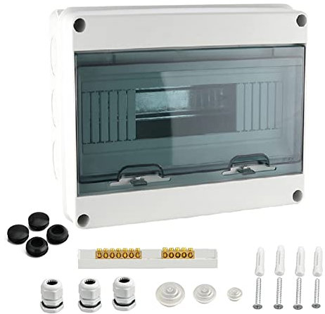 RANRAO IP65 Wasserdichter Aufputz-Abzweigkasten, Sicherungskasten 12 Module Verteilerdose Feuchtraum, Externer Elektroanschlusskasten, für Garten oder Außenbereichen, Entsprechen Feuchtraum Standard