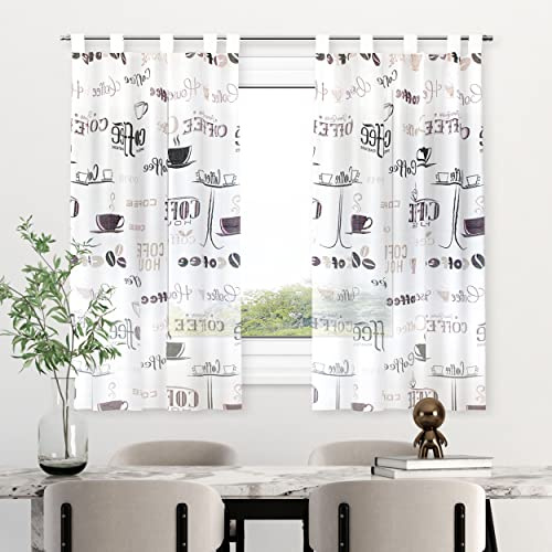 HOMEYA - Cortina Cocina Translúcida 140x220cm - Visillo Transparente Estampado para Ventana, Marco de Puerta - 1 Unidad
