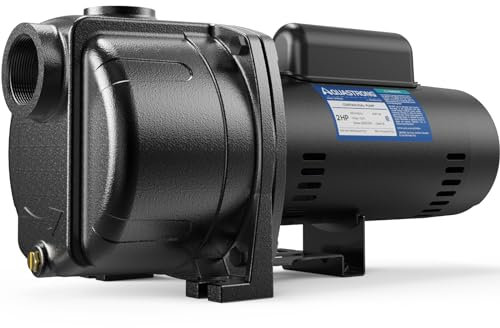 AQUASTRONG 2 HP Shallow Well Jet/Centrifugal Pump, 230V, 5200 GPH, Durable Cast Iron Booster Pump for Lawn Sprinkler, Garden Irrigation