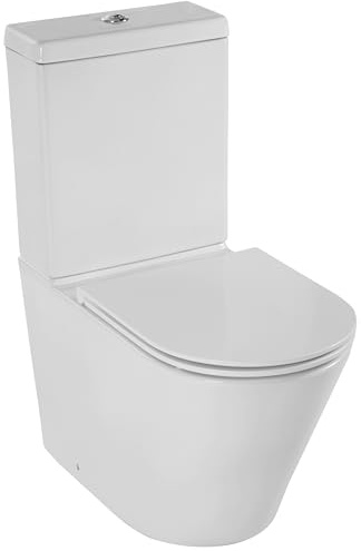 Jacob Delafon - Pack WC au Sol Sans Bride Rodin+ - Sortie Variable - Réservoir Économie d'eau 3/6L - Abattant Extra-Plat Déclipsable Fermeture Douce - 66,5 x 36 x 83 cm- Blanc - E25855-00