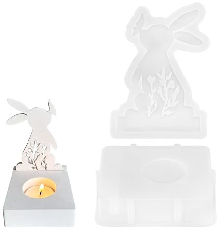 2 Stück Silikonformen Hase Gießformen - 3D Silikonformen Ostern Hase Backform, Gips Ostern Hase Backform Hase Silikon DIY Giessform für Kerzen Handwerk Oster