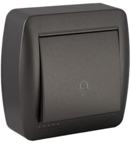 Pulsador de campana de superficie, grafito, serie mural, ideal para control de iluminación y dispositivos eléctricos en interior.
