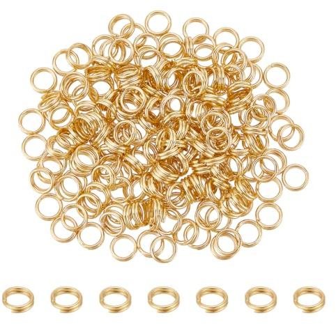 UNICRAFTALE 200Pcs Anneaux Porte Clé Anneau Fendu Plaqué Or 18 carats Mini Anneau de Saut 4mm Double Boucle Anneau de Jonction pour Bijoux Accessoires de Porte Clés Fabrication de Boucles D'Oreille