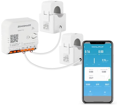 Smart Home Energy Monitor with 2 x 120A CTs, Live Electricity Usage Tracking, Bi-Directional Power Tracking, Supports Single-Phase 3-Wire System, 2.4GHz Wi-Fi (WiFi Version)